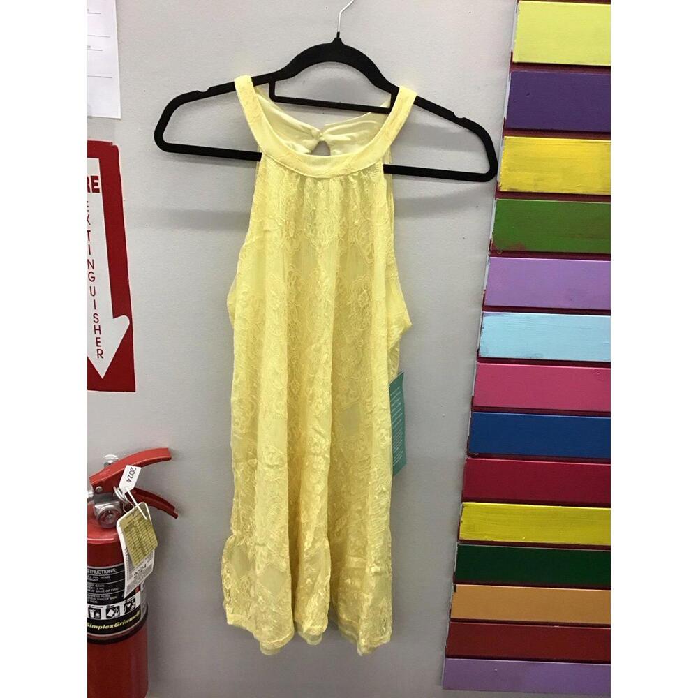 Sam and Jess yellow lace halter tunic size medium new from jcp
